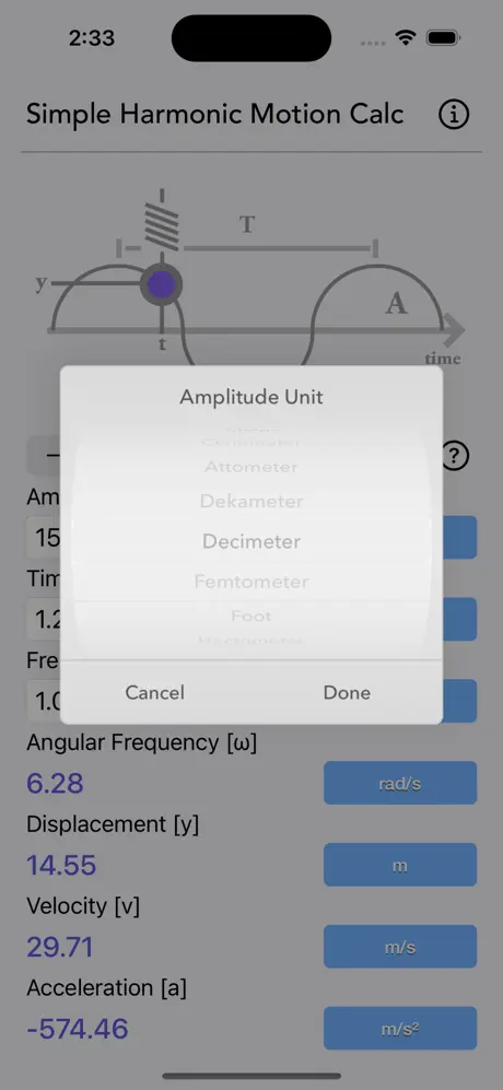 Simple_Harmonic_Motion_Calc iOS App Screenshot 2