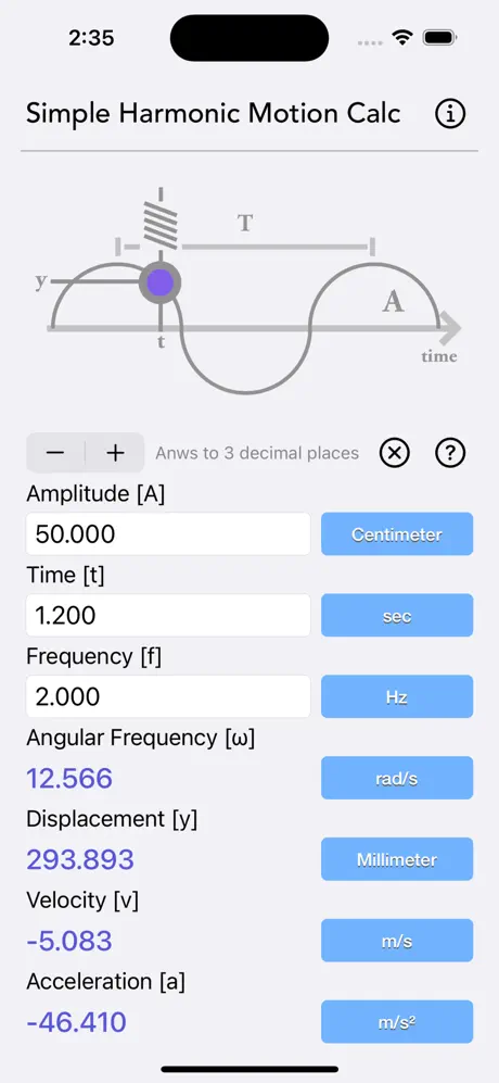 Simple_Harmonic_Motion_Calc iOS App Screenshot 3