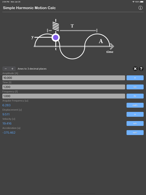 Simple_Harmonic_Motion_Calc iPadOS App Screenshot 1