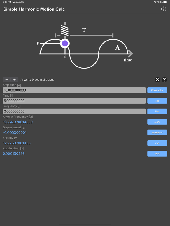 Simple_Harmonic_Motion_Calc iPadOS App Screenshot 7
