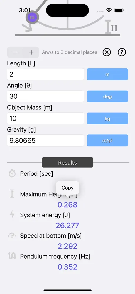 Simple_Pendulum_Calculator iOS App Screenshot 2