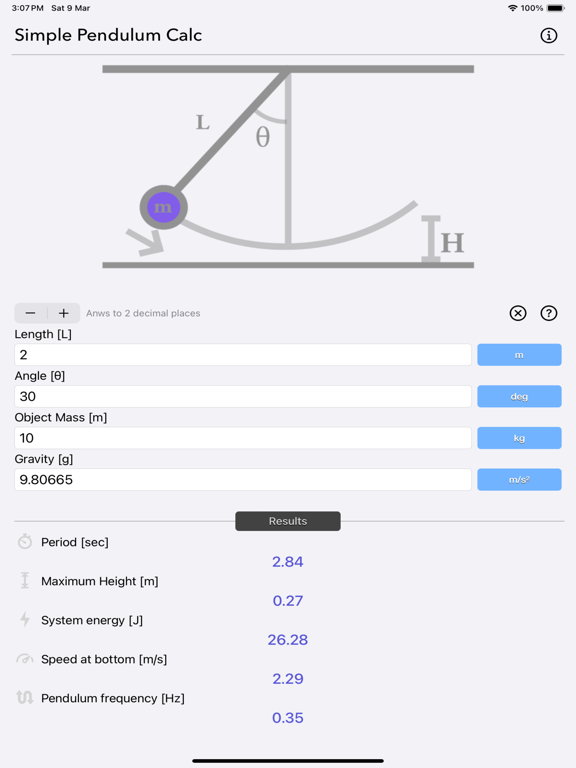 Simple_Pendulum_Calculator iPadOS App Screenshot 1