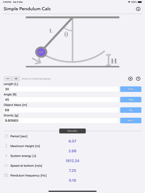 Simple_Pendulum_Calculator iPadOS App Screenshot 3