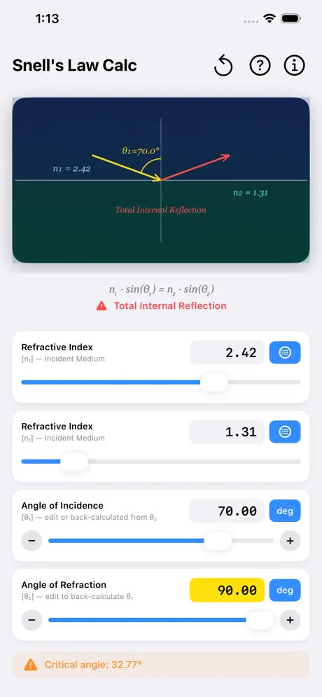 Snell_s_Law_Calculator iOS App Screenshot 4