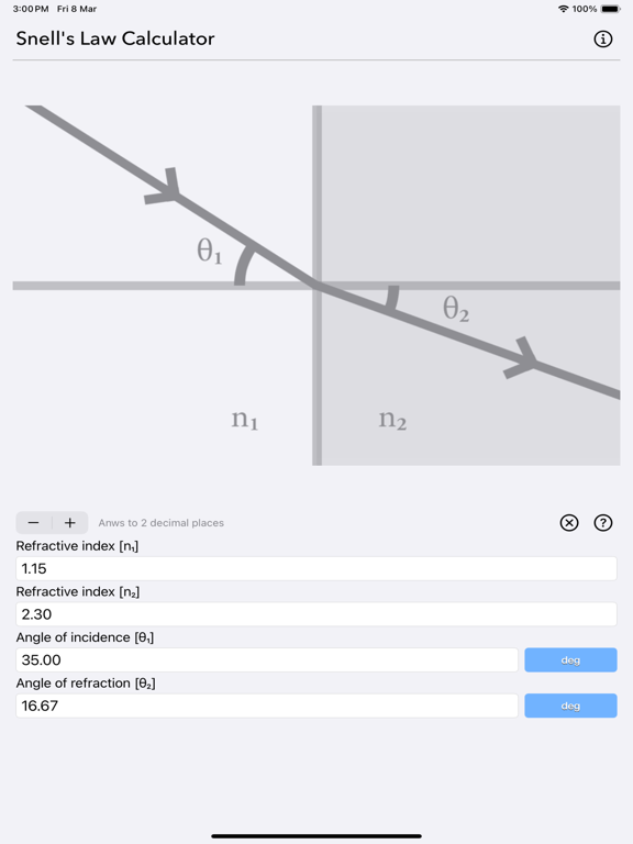 Snell_s_Law_Calculator iPadOS App Screenshot 5