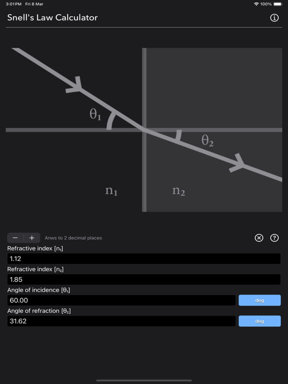 Snell_s_Law_Calculator iPadOS App Screenshot 7