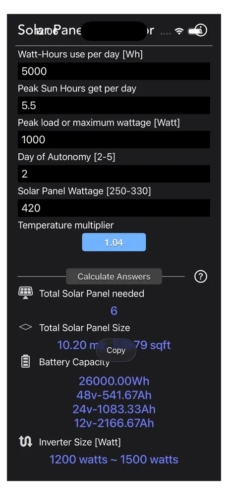 Solar_Panel_Calculator_Plus iOS App Screenshot 4