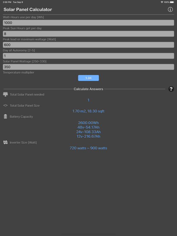 Solar_Panel_Calculator_Plus iPadOS App Screenshot 6