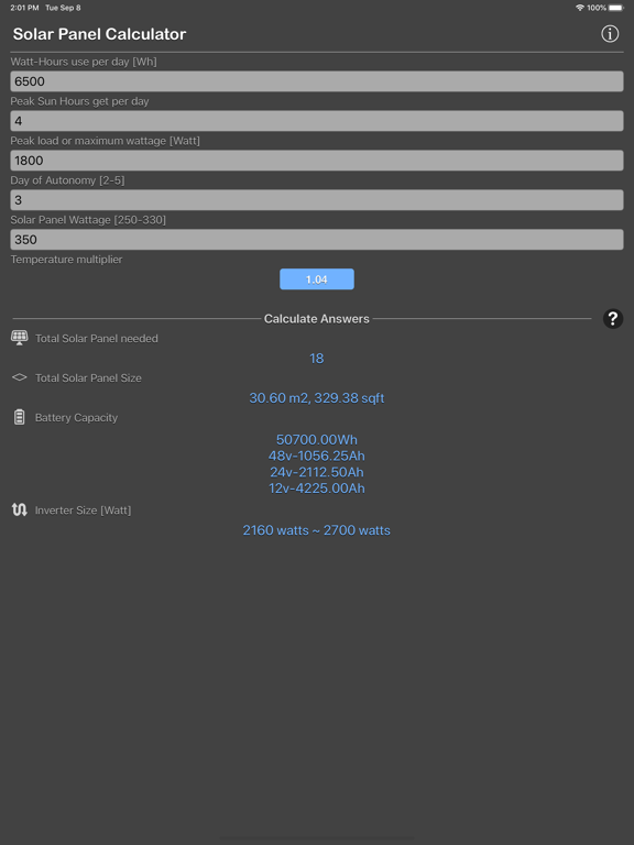 Solar_Panel_Calculator_Plus iPadOS App Screenshot 8