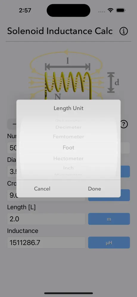 Solenoid_Inductance_Calculator iOS App Screenshot 2