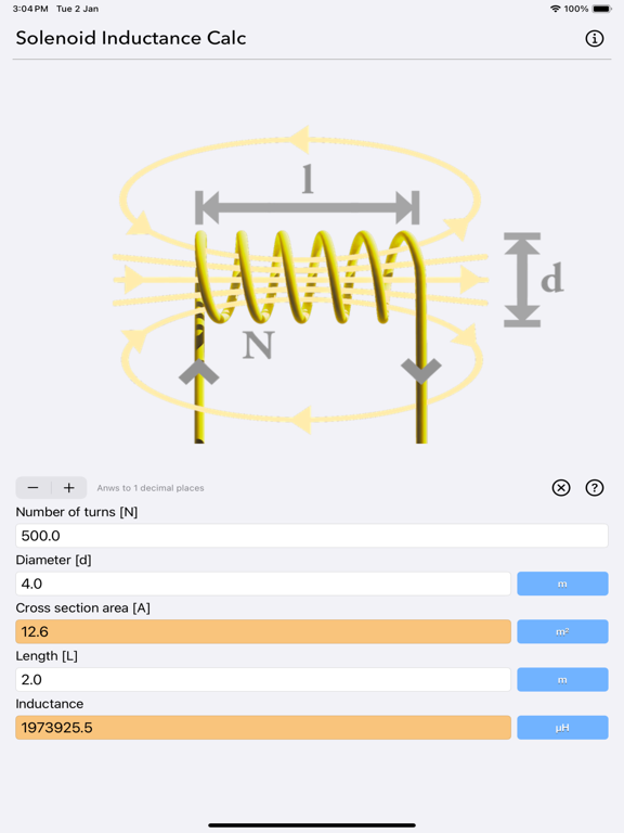 Solenoid_Inductance_Calculator iPadOS App Screenshot 1