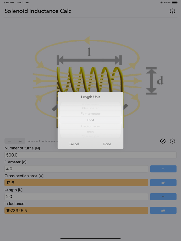 Solenoid_Inductance_Calculator iPadOS App Screenshot 2