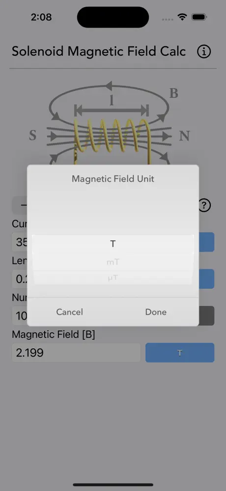 Solenoid_Magnetic_Field_Calc iOS App Screenshot 2