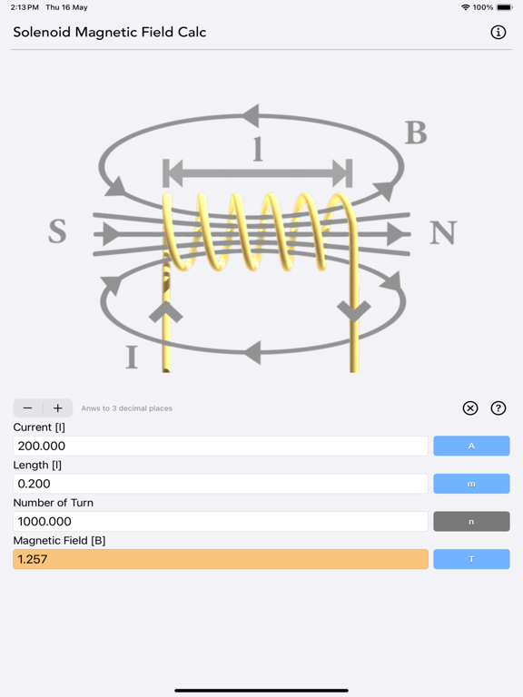 Solenoid_Magnetic_Field_Calc iPadOS App Screenshot 1