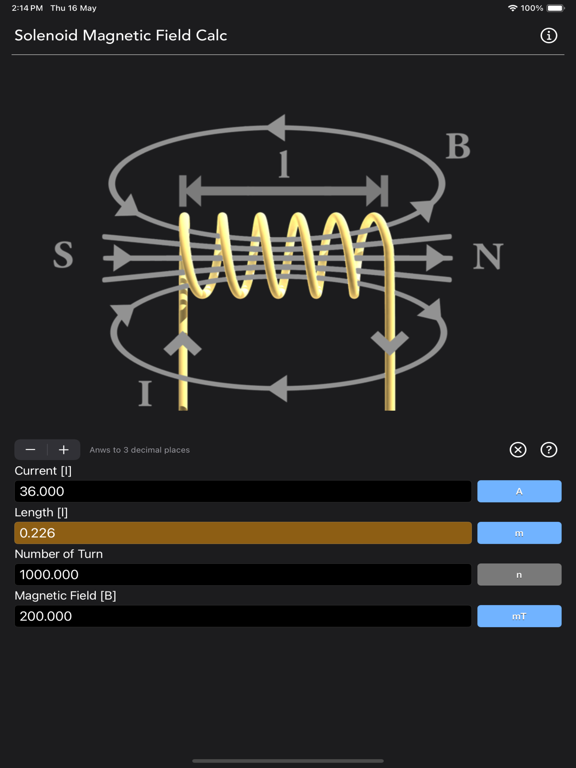 Solenoid_Magnetic_Field_Calc iPadOS App Screenshot 6