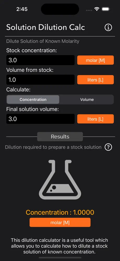 Solution_Dilution_Calculator iOS App Screenshot 4