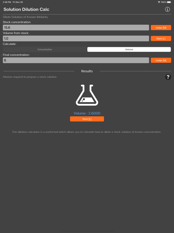 Solution_Dilution_Calculator iPadOS App Screenshot 3