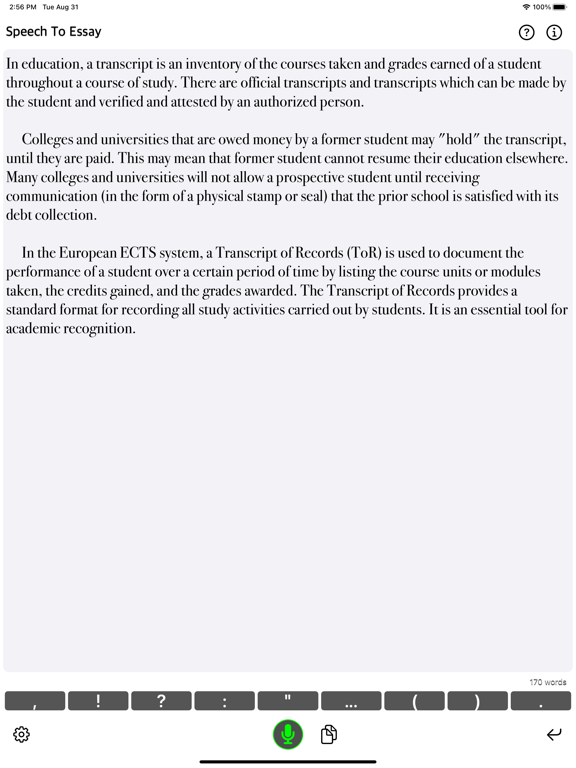 Speech_To_Essay iPadOS App Screenshot 4