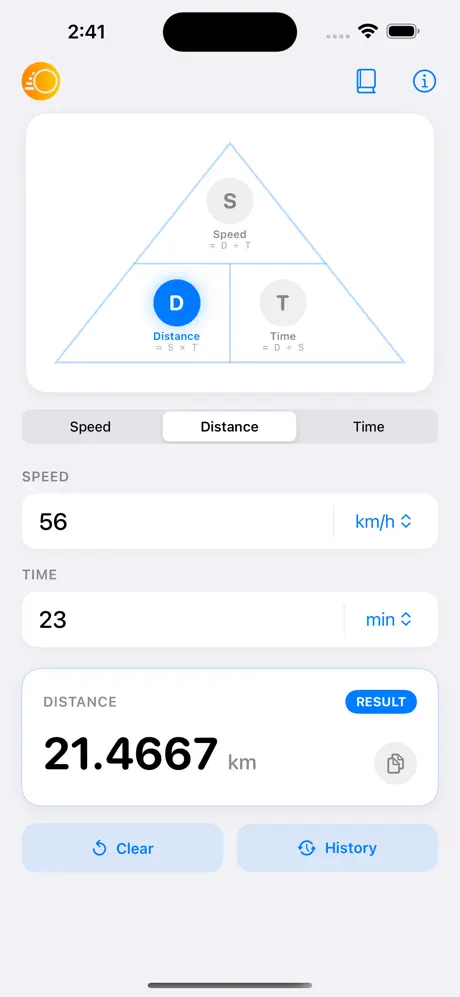 Speed_Distance_Time_Calc iOS App Screenshot 2