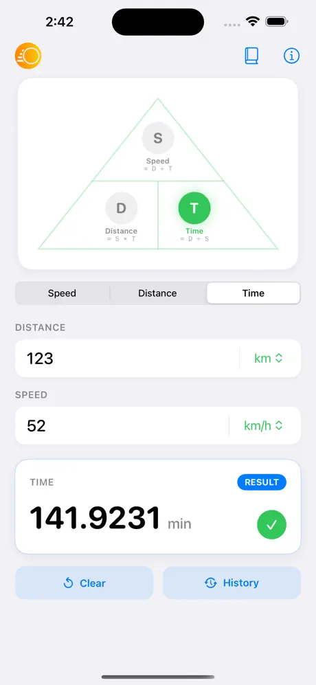 Speed_Distance_Time_Calc iOS App Screenshot 3