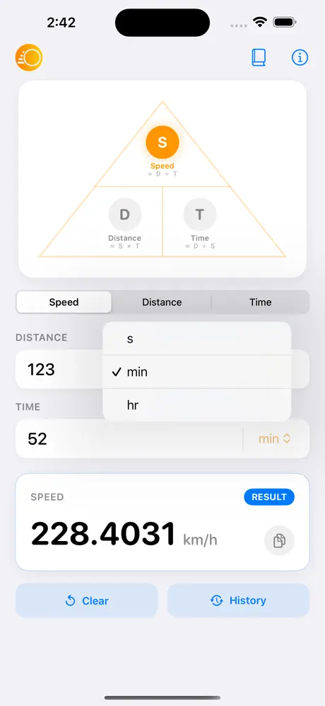 Speed_Distance_Time_Calc iOS App Screenshot 4