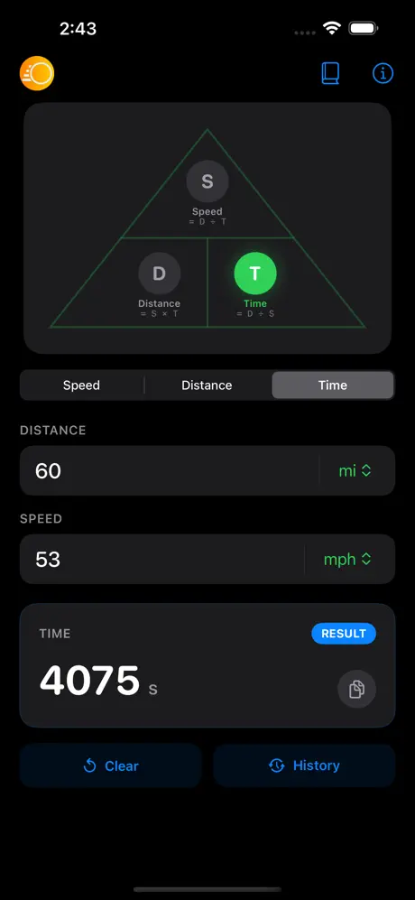 Speed_Distance_Time_Calc iOS App Screenshot 6