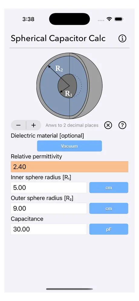 Spherical_Capacitor_Calculator iOS App Screenshot 5