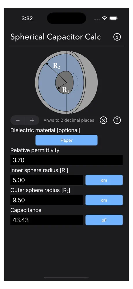 Spherical_Capacitor_Calculator iOS App Screenshot 6