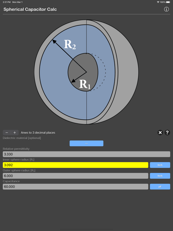 Spherical_Capacitor_Calculator iPadOS App Screenshot 4