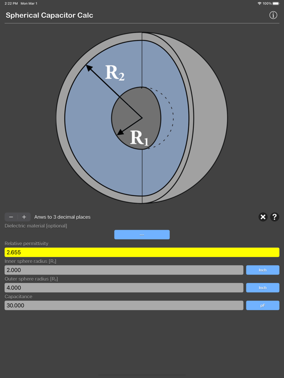 Spherical_Capacitor_Calculator iPadOS App Screenshot 5