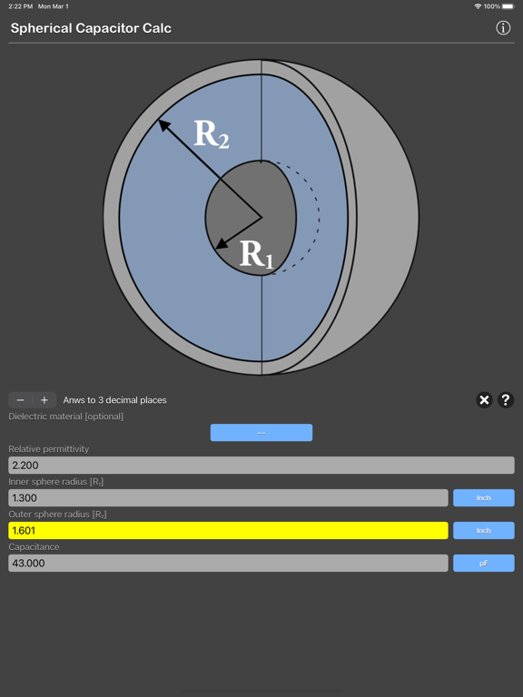 Spherical_Capacitor_Calculator iPadOS App Screenshot 6