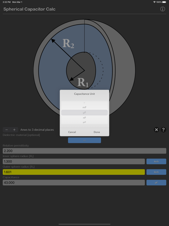Spherical_Capacitor_Calculator iPadOS App Screenshot 7