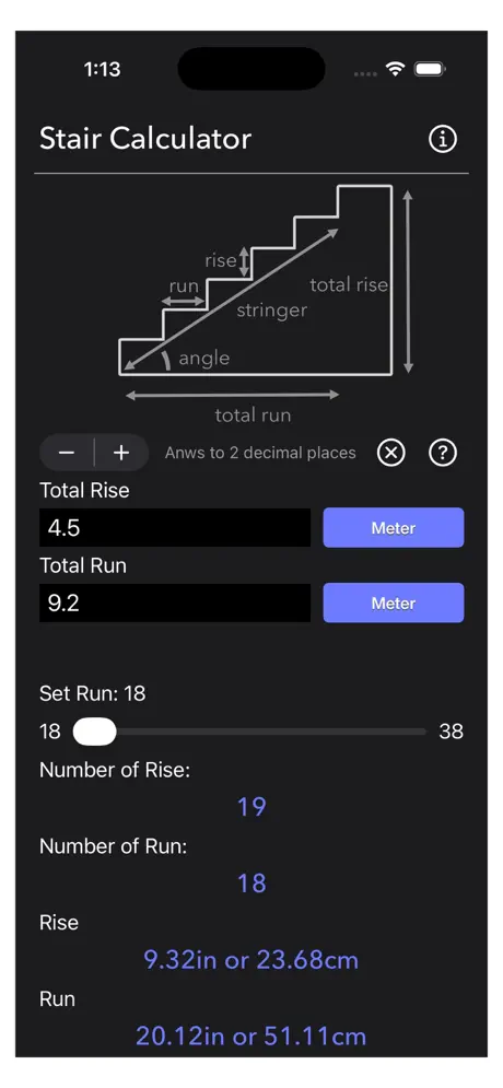 Stair_Calculator_Plus iOS App Screenshot 1