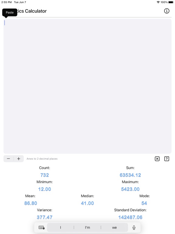 Statistics_Calculator_Plus iPadOS App Screenshot 5