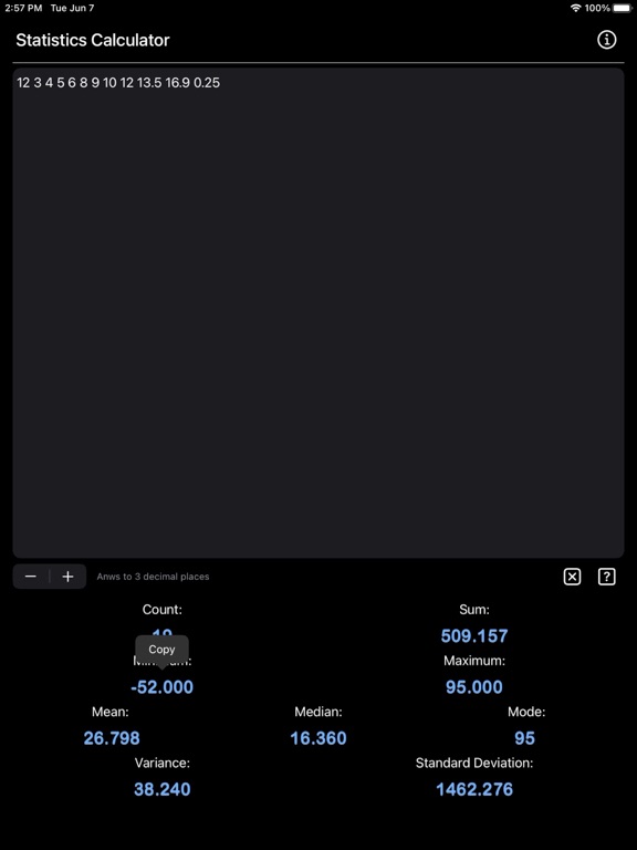 Statistics_Calculator_Plus iPadOS App Screenshot 9