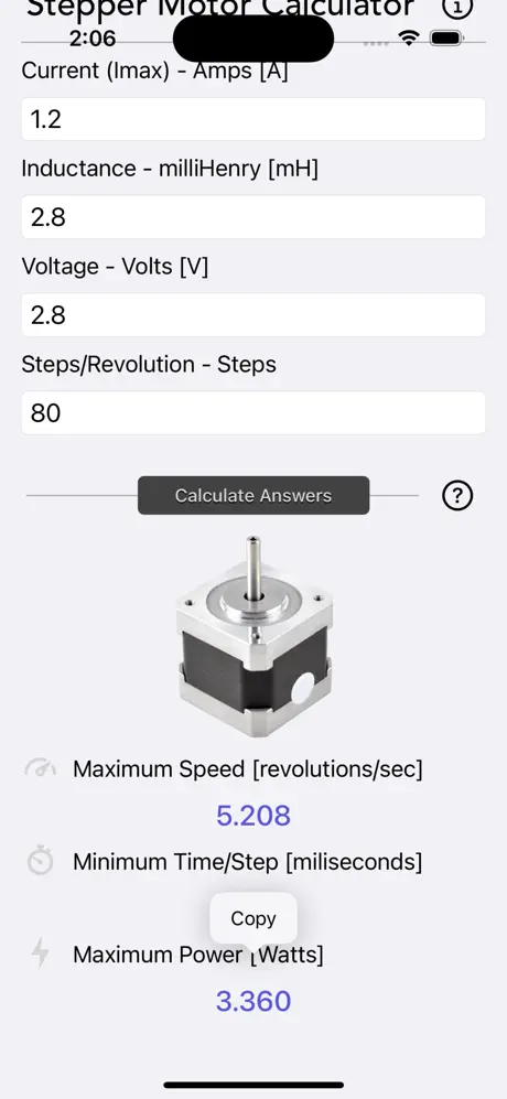 Stepper_Motor_Calculator iOS App Screenshot 3