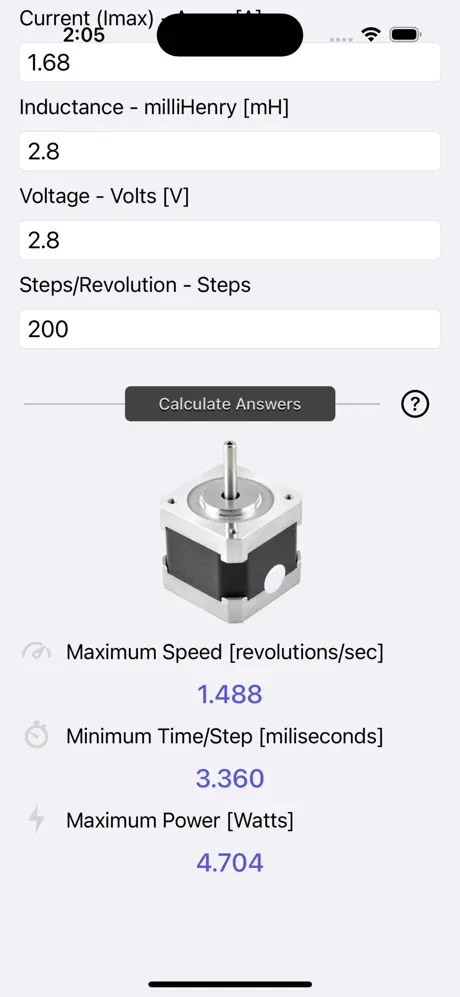 Stepper_Motor_Calculator iOS App Screenshot 5