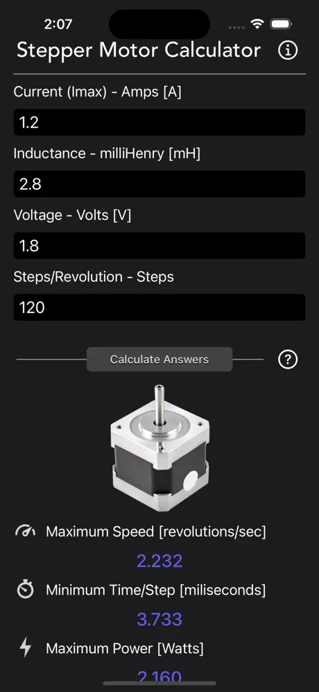 Stepper_Motor_Calculator iOS App Screenshot 6