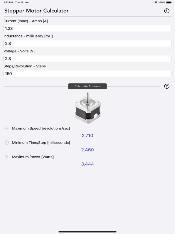 Stepper_Motor_Calculator iPadOS App Screenshot 4