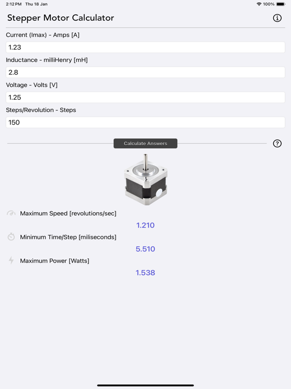 Stepper_Motor_Calculator iPadOS App Screenshot 5