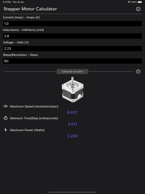 Stepper_Motor_Calculator iPadOS App Screenshot 6