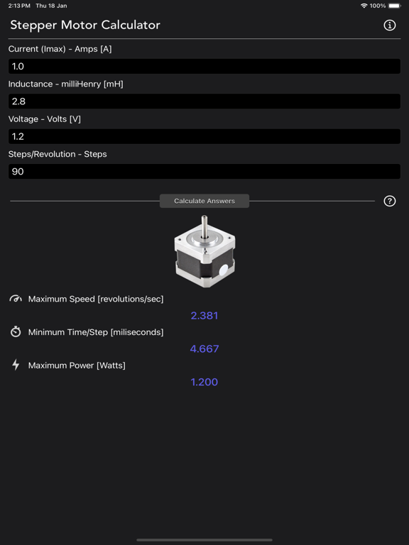 Stepper_Motor_Calculator iPadOS App Screenshot 8