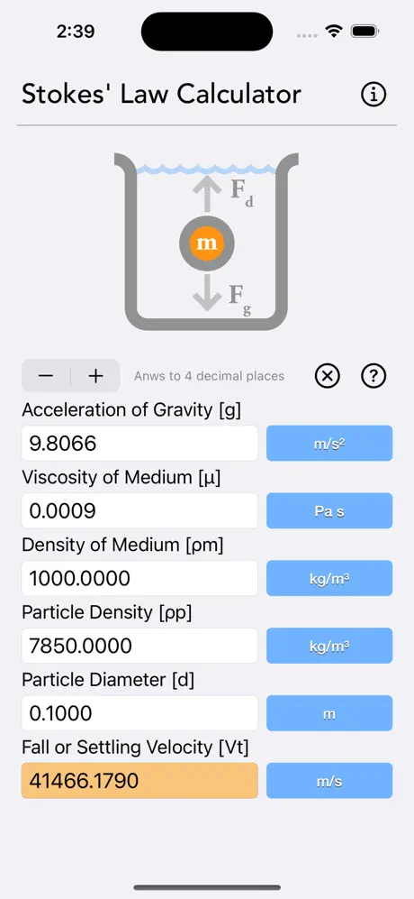 Stokes_Law_Calculator iOS App Screenshot 1