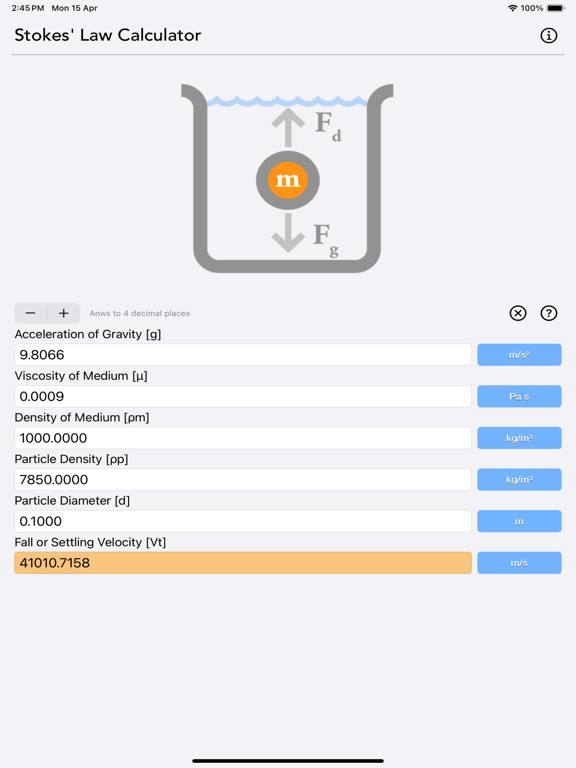 Stokes_Law_Calculator iPadOS App Screenshot 1