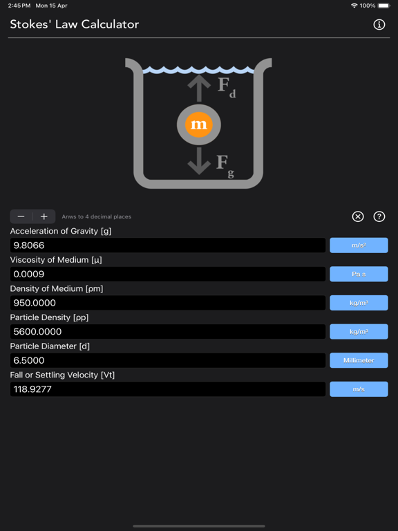 Stokes_Law_Calculator iPadOS App Screenshot 10