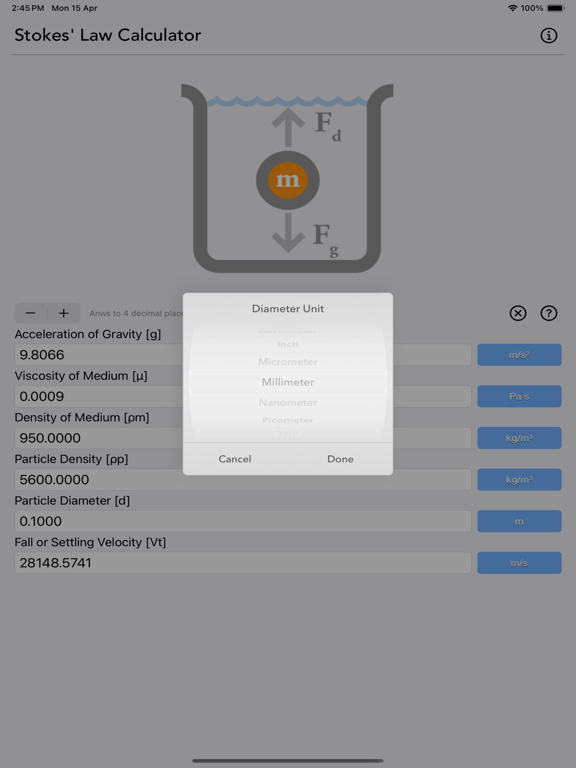 Stokes_Law_Calculator iPadOS App Screenshot 4
