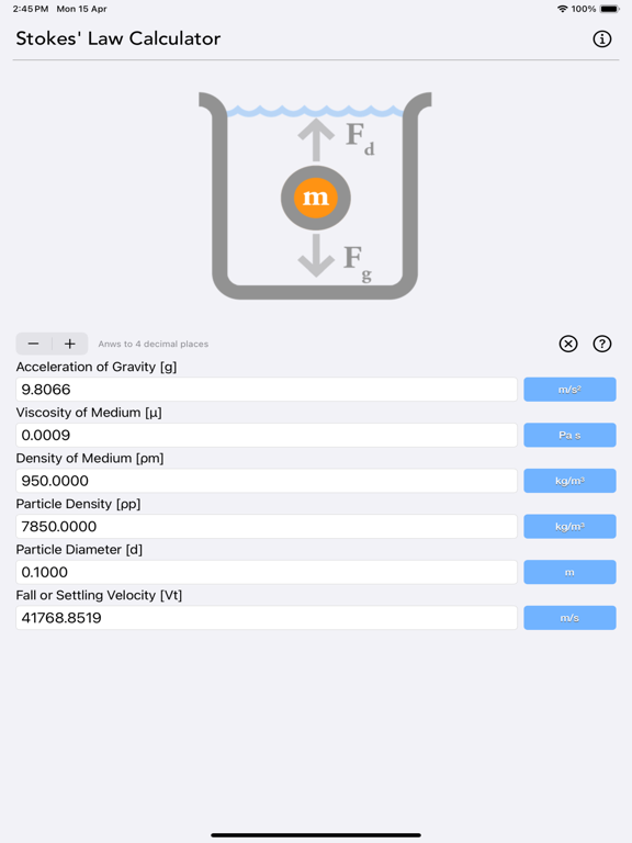 Stokes_Law_Calculator iPadOS App Screenshot 5
