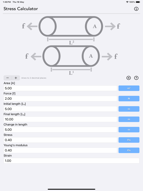 Stress_Strain_Calculator iPadOS App Screenshot 3