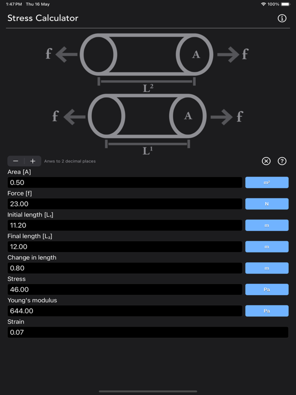 Stress_Strain_Calculator iPadOS App Screenshot 8