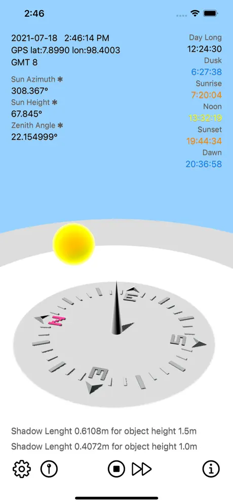 Sun_Calculator iOS App Screenshot 1